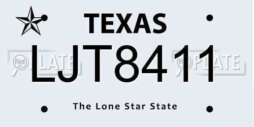 LJT8411 Texas License Plate