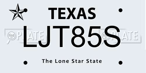 LJT85S Texas License Plate