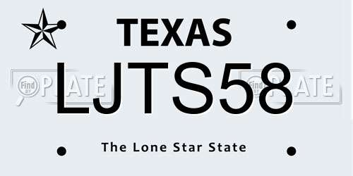 LJTS58 Texas License Plate