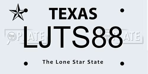 LJTS88 Texas License Plate