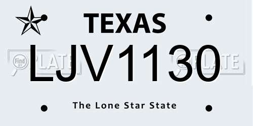 LJV1130 Texas License Plate