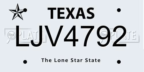 LJV4792 Texas License Plate