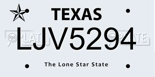 LJV5294 Texas License Plate