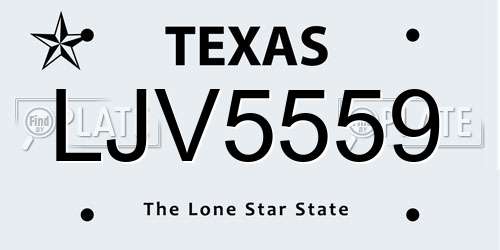 LJV5559 Texas License Plate