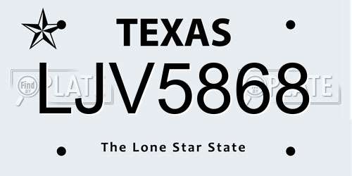 LJV5868 Texas License Plate