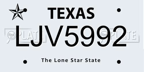 LJV5992 Texas License Plate