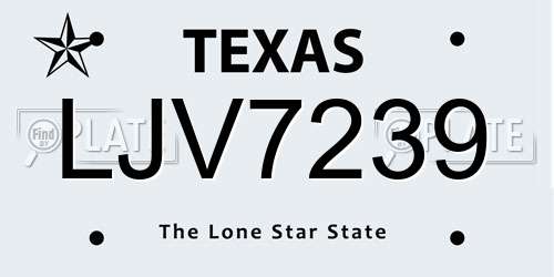 LJV7239 Texas License Plate