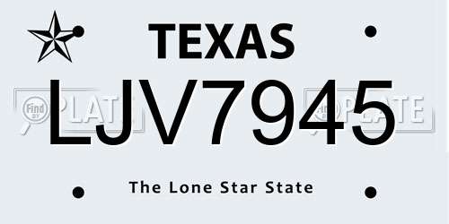LJV7945 Texas License Plate