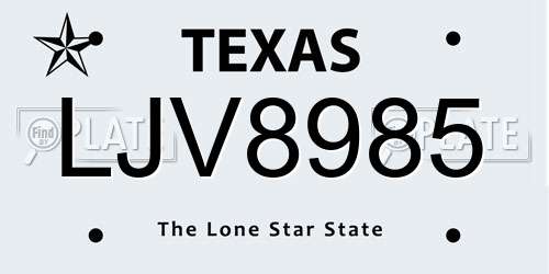 LJV8985 Texas License Plate
