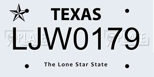 LJW0179 Texas License Plate