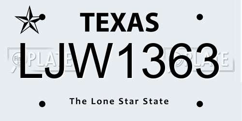 LJW1363 Texas License Plate