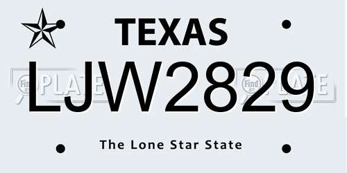LJW2829 Texas License Plate
