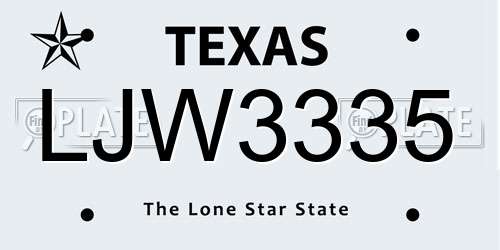 LJW3335 Texas License Plate