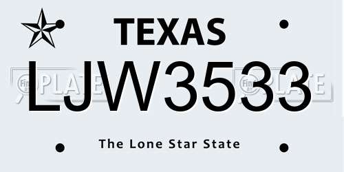LJW3533 Texas License Plate