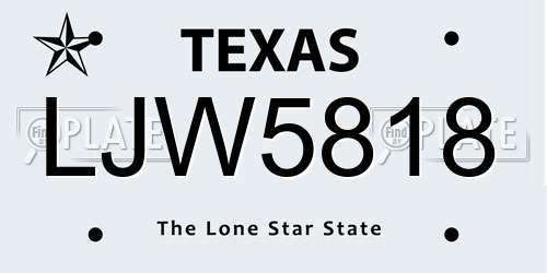 LJW5818 Texas License Plate