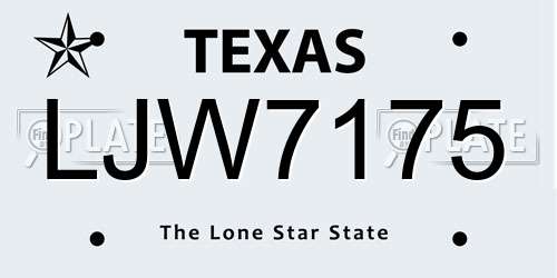LJW7175 Texas License Plate