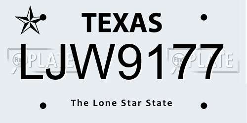 LJW9177 Texas License Plate