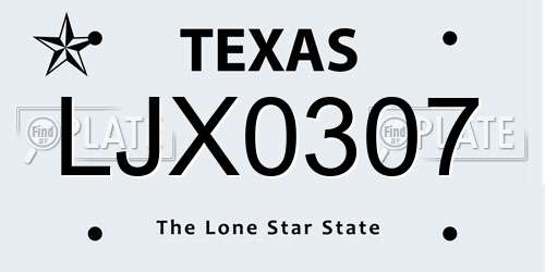 LJX0307 Texas License Plate