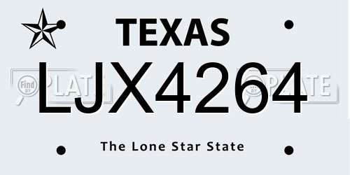 LJX4264 Texas License Plate