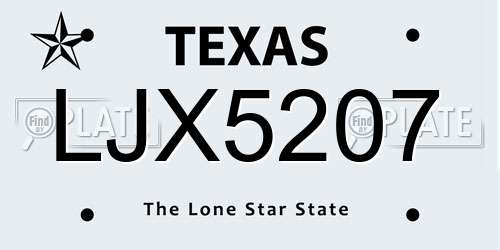LJX5207 Texas License Plate