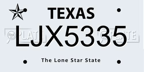 LJX5335 Texas License Plate