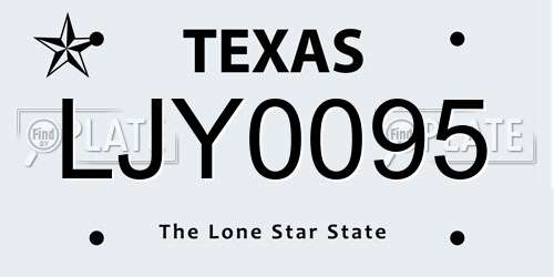 LJY0095 Texas License Plate