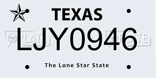 LJY0946 Texas License Plate