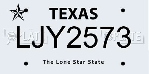 LJY2573 Texas License Plate