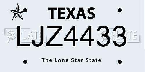 LJZ4433 Texas License Plate