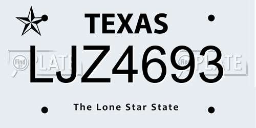 LJZ4693 Texas License Plate