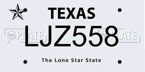 LJZ558 Texas License Plate