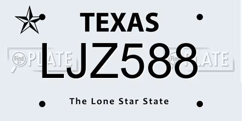 LJZ588 Texas License Plate