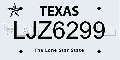 LJZ6299 Texas License Plate