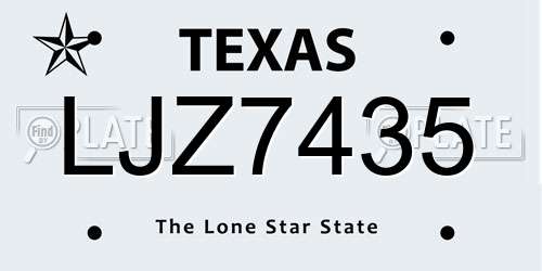 LJZ7435 Texas License Plate