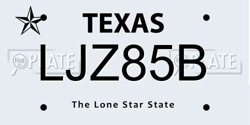 LJZ85B Texas License Plate
