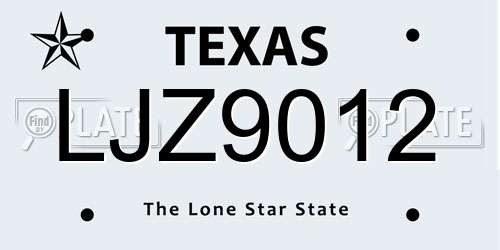 LJZ9012 Texas License Plate