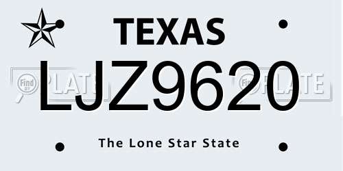 LJZ9620 Texas License Plate