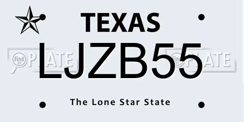 LJZB55 Texas License Plate
