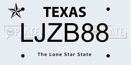 LJZB88 Texas License Plate