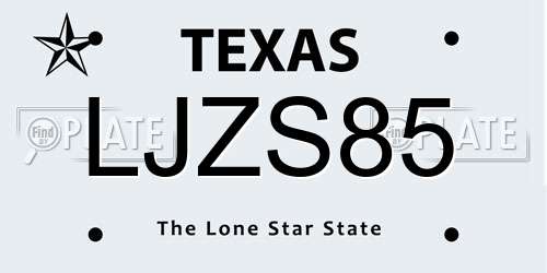 LJZS85 Texas License Plate