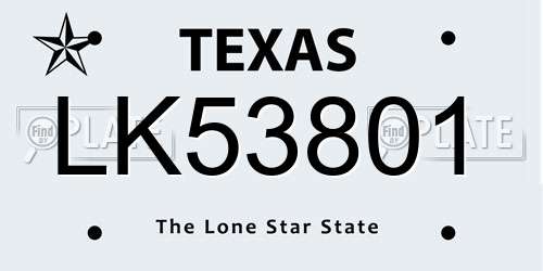 LK53801 Texas License Plate