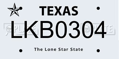 LKB0304 Texas License Plate