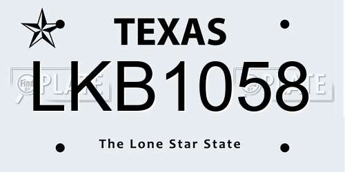 LKB1058 Texas License Plate