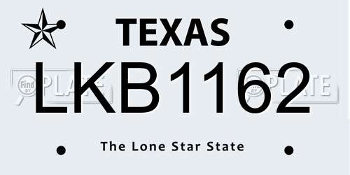 LKB1162 Texas License Plate