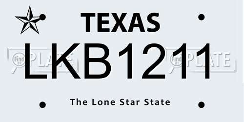 LKB1211 Texas License Plate