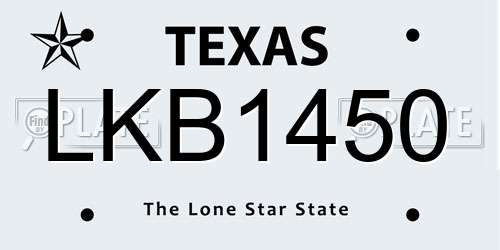LKB1450 Texas License Plate