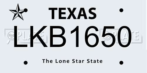 LKB1650 Texas License Plate