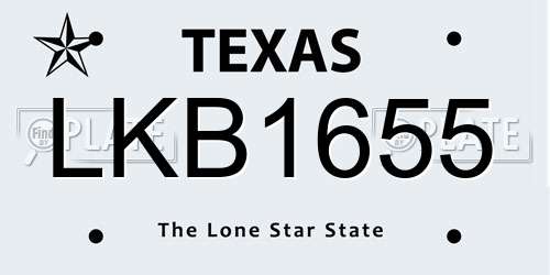 LKB1655 Texas License Plate
