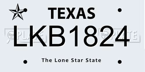 LKB1824 Texas License Plate