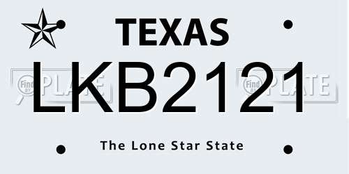 LKB2121 Texas License Plate